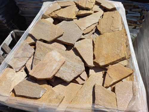 Плитняк златолит жёлтый золотистый для отмостки купить в Череповце